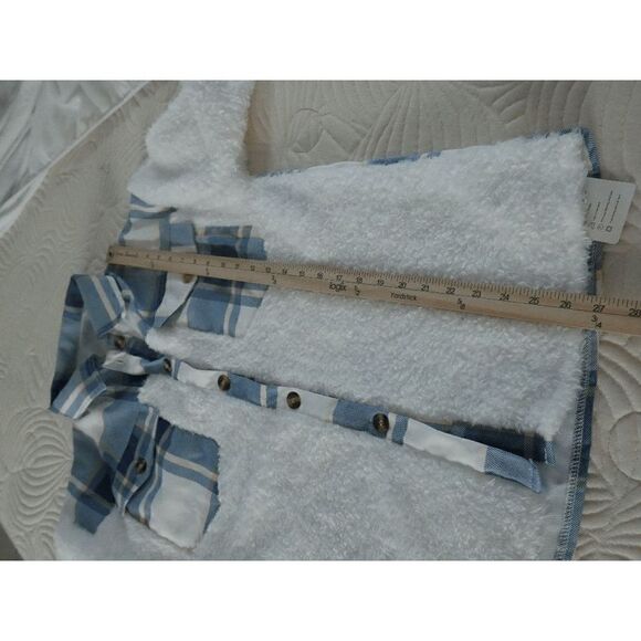 Pantalon | Blue & White Patchwork Fleece Jacket S - Picture 7 of 7